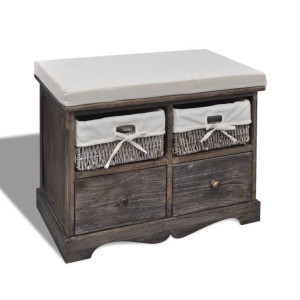 vidaXL Opbergbank 62x33x42 cm paulowniahout bruin