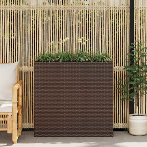 vidaXL Plantenbak verhoogd met 4 potten poly rattan bruin