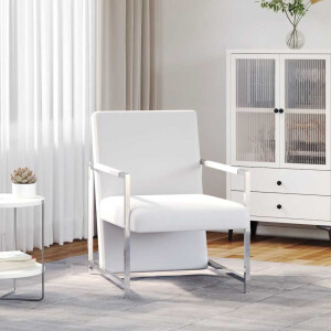 vidaXL Fauteuil met chromen poten kunstleer wit
