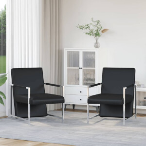 vidaXL Fauteuils 2 st met chroom frame kunstleer zwart