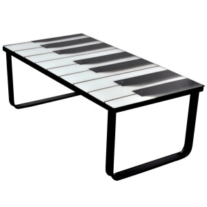 vidaXL Salontafel met piano-print glazen tafelblad