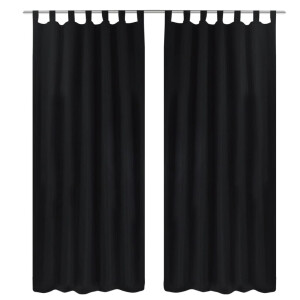 vidaXL Micro-Satijnen Gordijnen met Ringen 140 x 225 cm 2 stuks (Zwart)