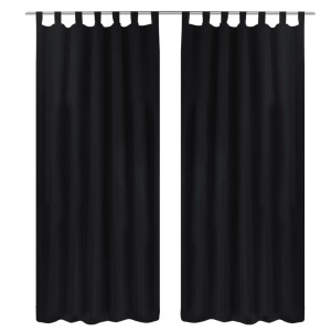 vidaXL Micro-Satijnen Gordijnen met Ringen 140 x 245 cm 2 stuks (Zwart)