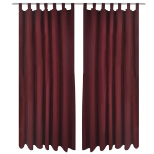 vidaXL Micro-Satijnen Gordijnen met Ringen 140 x 245 cm 2 stuks (Wijnrood)