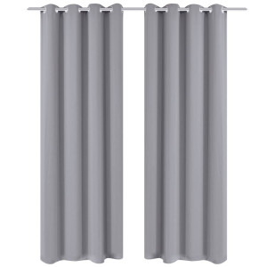 vidaXL Gordijnen met metalen ringen 135 x 245 cm 2 stuks (grijs)