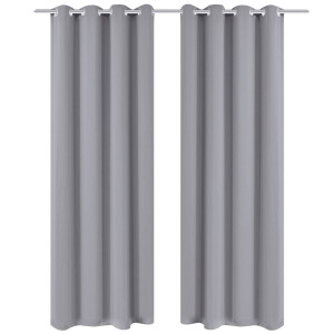 vidaXL Gordijnen met metalen ringen 135 x 245 cm 2 stuks (grijs)
