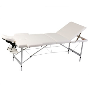 vidaXL Inklapbare massagetafel 3 zones met aluminium frame (creme)