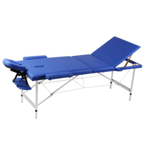 vidaXL Inklapbare massagetafel 3 zones met aluminium frame (blauw)