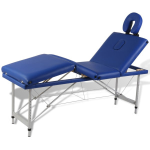 vidaXL Massagetafel inklapbaar met aluminium frame (vier delen / blauw)