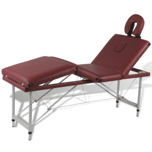 vidaXL Massagetafel inklapbaar met aluminium frame (vier delen / rood)