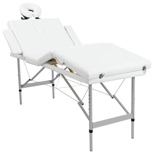 vidaXL Massagetafel inklapbaar met aluminium frame (vier delen / crèmewit)