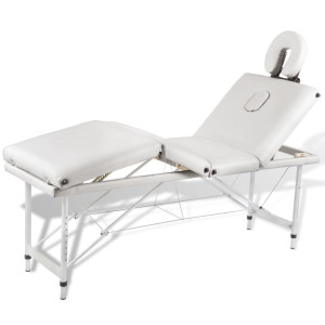 vidaXL Massagetafel inklapbaar met aluminium frame (vier delen / crèmewit)