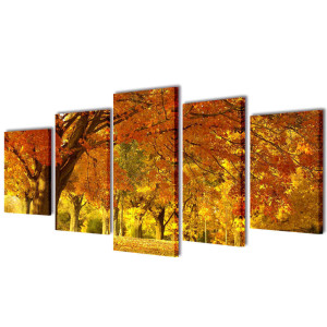 vidaXL Canvas muurdruk print set esdoorn 200 x 100 cm