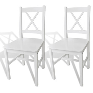 vidaXL Eetkamerstoelen 2 st grenenhout wit