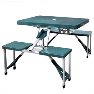 vidaXL Campingtafel met vier stoelen extra licht aluminium inklapbaar (groen)