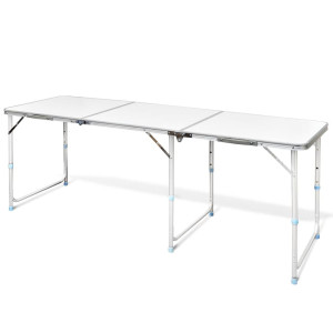 vidaXL Campingtafel inklapbaar en verstelbaar in hoogte aluminium 180 x 60 cm