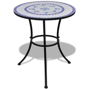 vidaXL Bistrotafel 60 cm mozaïek blauw en wit