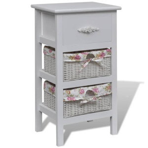 vidaXL Kast met 1 lade en 2 manden paulowniahout wit