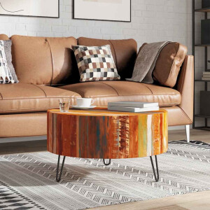 vidaXL Salontafel rond massief gerecycled hout