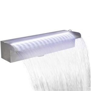 vidaXL Zwembadwaterval met LED's rechthoekig 45 cm roestvrij staal