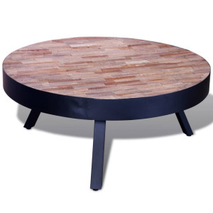 vidaXL Salontafel rond gerecycled teakhout