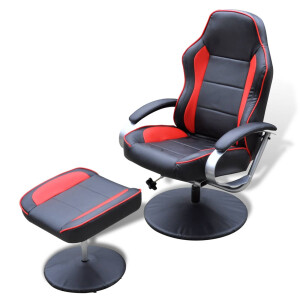 vidaXL Recliner Race Stoel Zwart en Rood 70 x 107 x 98 cm Kunstleer
