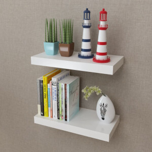 vidaXL Wandplanken MDF zwevend voor boeken/dvd wit 2 st