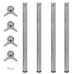 vidaXL Tafelpoten in hoogte verstelbaar geborsteld nikkel 870 mm 4 st