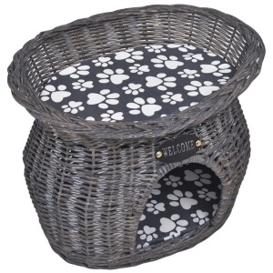 vidaXL Kattenbed/huis/krabpaal met kussen wilgen