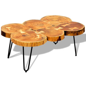 vidaXL Salontafel met 6 boomstammen 35 cm massief acaciahout
