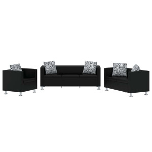vidaXL Bankstel kunstleer zwart