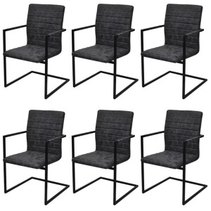 vidaXL Eetkamerstoelen 6 st kunstleer zwart