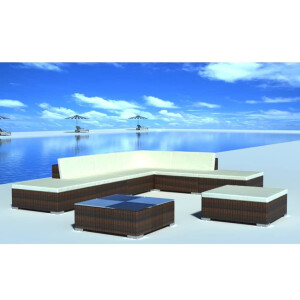 vidaXL 8-delige Loungeset met kussens poly rattan bruin