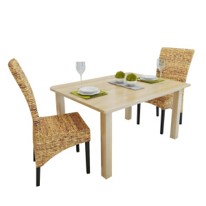 vidaXL Eetkamerstoelen 2 st abaca en massief mangohout