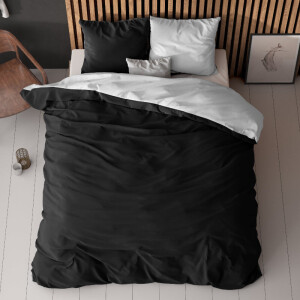 Dekbedovertrek Twin Face - Zwart Wit - Tweepersoons (200x200 Cm) - Zwart & Wit Microvezel - Double Face - Zensation - Dekbed-Discounter.nl