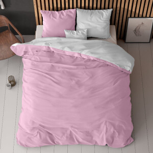 Dekbedovertrek Twin Face - Roze Wit - Eenpersoons (140x200 Cm) - Roze & Wit Microvezel - Double Face - Zensation - Dekbed-Discounter.nl