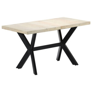 vidaXL Eettafel 140x70x75 cm massief gebleekt mangohout