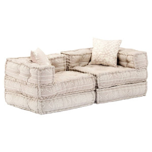vidaXL Poef tweezits modulair stof beige