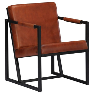 vidaXL Fauteuil echt leer bruin