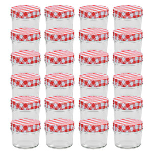vidaXL Jampotten met wit met rode deksels 24 st 110 ml glas