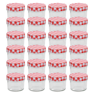 vidaXL Jampotten met wit met rode deksels 24 st 110 ml glas