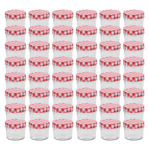vidaXL Jampotten met wit met rode deksels 48 st 110 ml glas