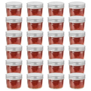 vidaXL Jampotten met zilverkleurige deksels 24 st 110 ml glas