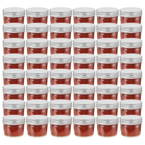 vidaXL Jampotten met zilverkleurige deksels 48 st 110 ml glas