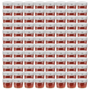 vidaXL Jampotten met zilverkleurige deksels 96 st 110 ml glas