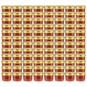 vidaXL Jampotten met goudkleurige deksels 96 st 110 ml glas