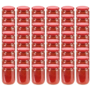 vidaXL Jampotten met rode deksels 48 st 230 ml glas