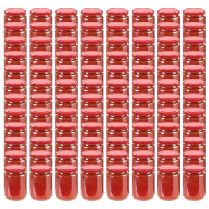 vidaXL Jampotten met rode deksels 96 st 230 ml glas