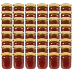 vidaXL Jampotten met goudkleurige deksels 48 st 230 ml glas