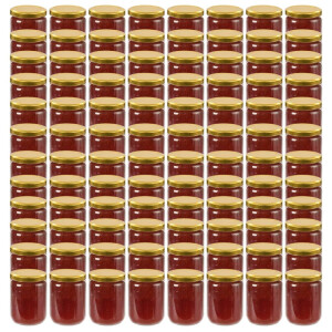 vidaXL Jampotten met goudkleurige deksels 96 st 230 ml glas